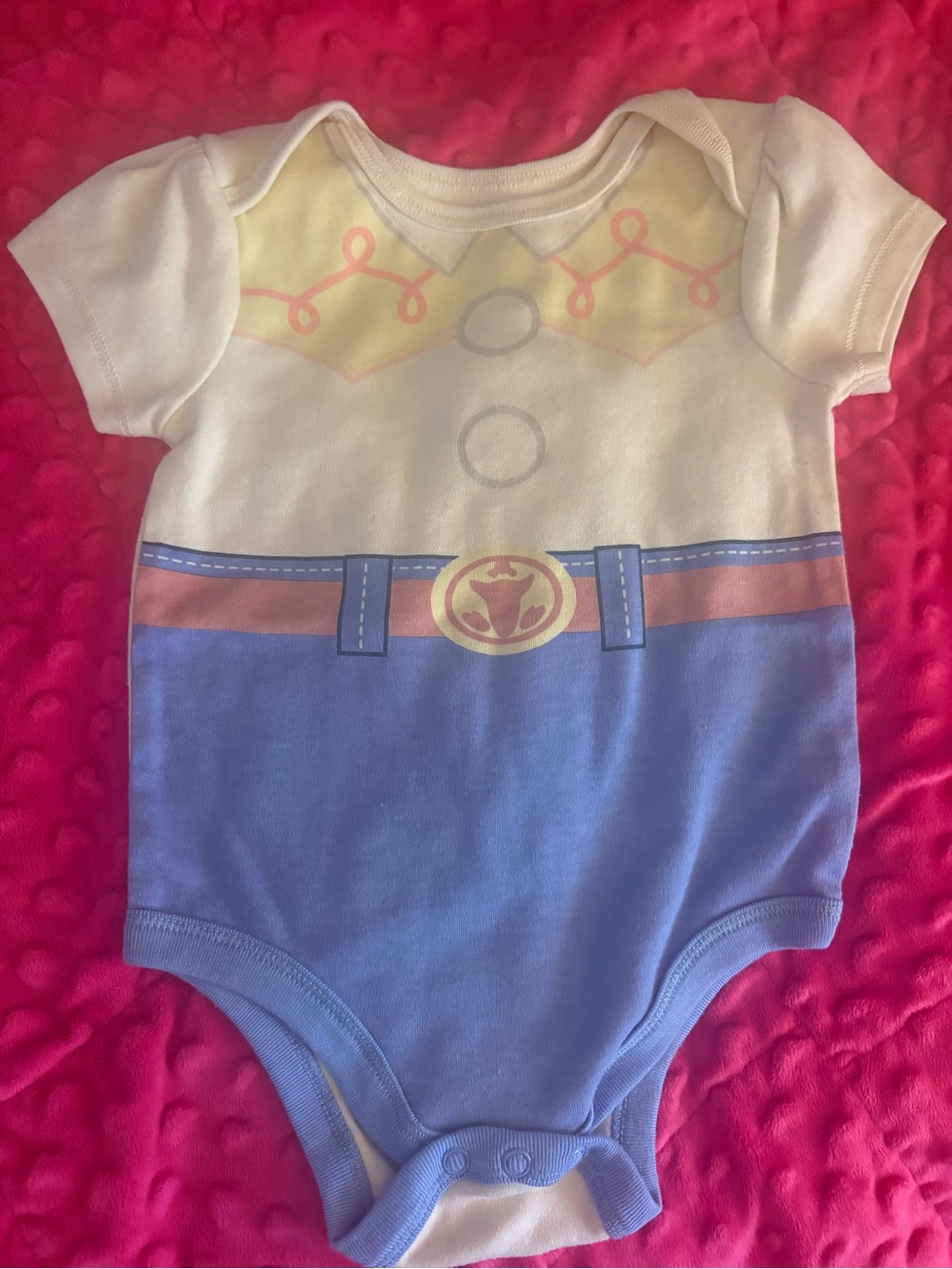 Baby Girl Blue and White Cowgirl Print One-Piece Bodysuit